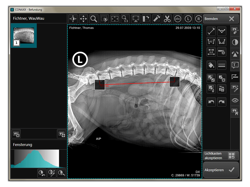PROPAXX VET software for viewing, processing and archiving diagnosis of x-ray images.